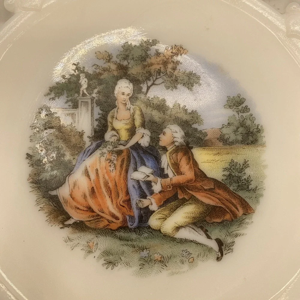 Westmoreland Milk Glass Plate‎ with Colonial Scene